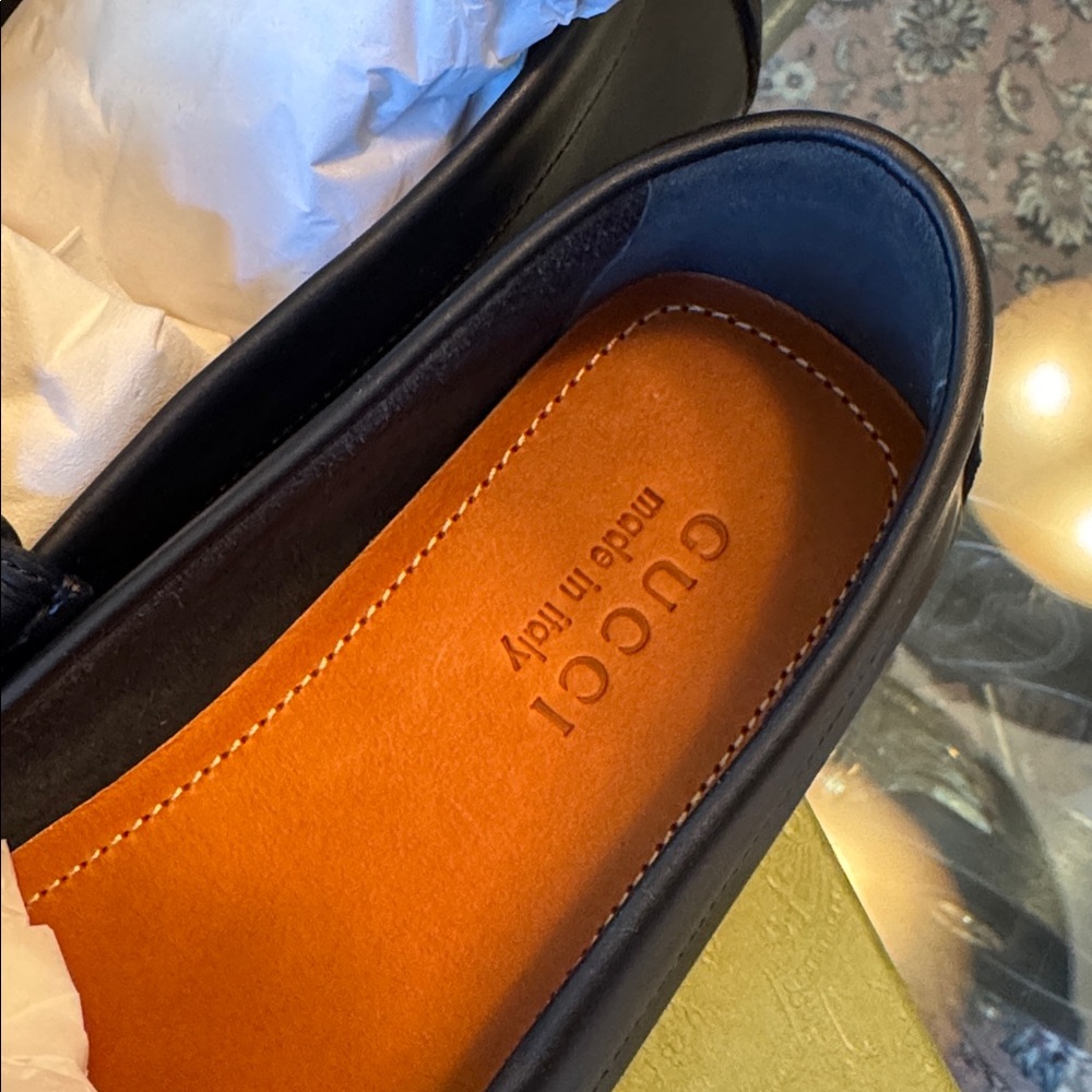 Men’s Gucci Clove Calf Soft Leather Moccasin T.GG Supreme Black/Black SZ 10 NWT - Picture 6 of 10